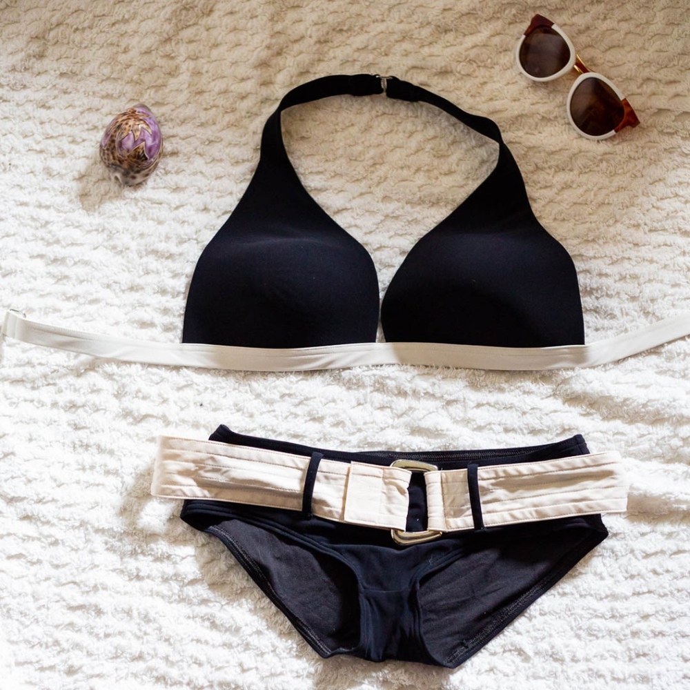 Victoria's Secret Black & White Swimsuit with Belt